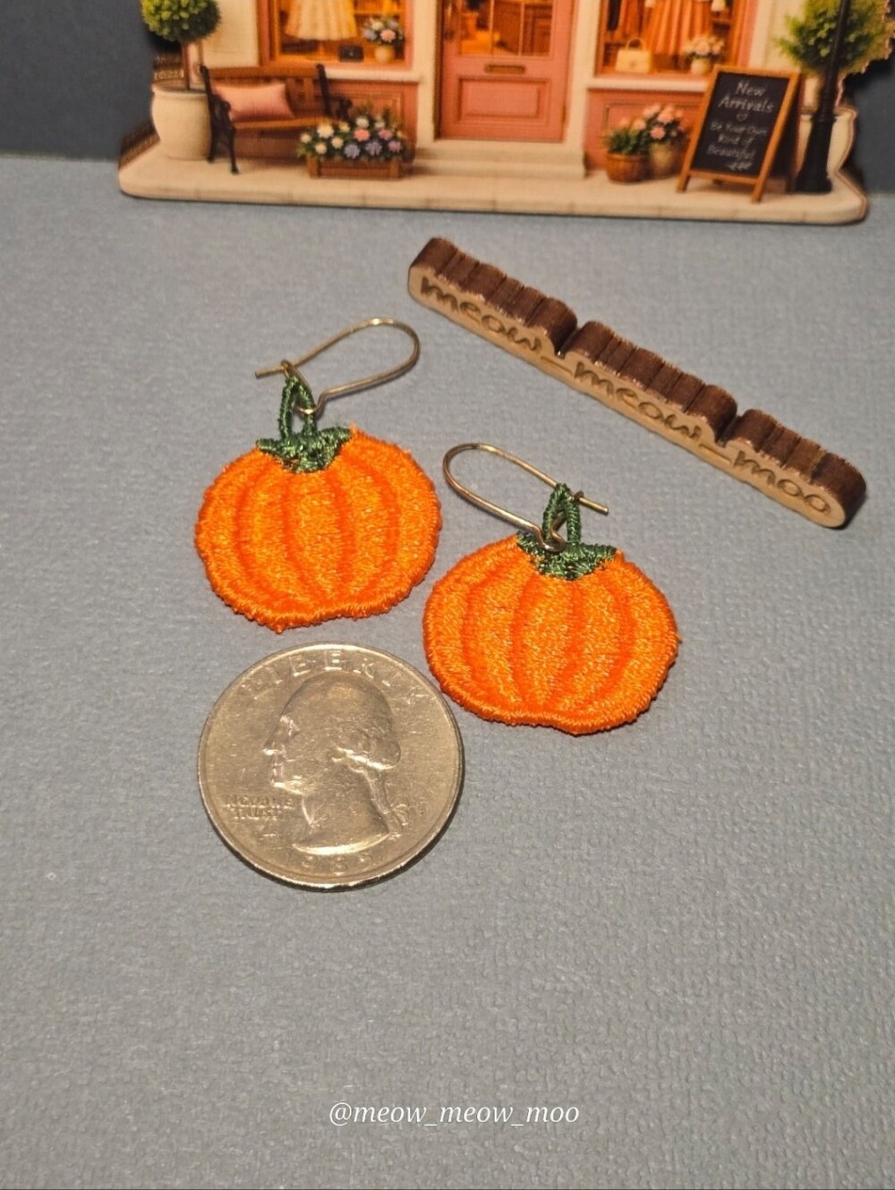 Embroidered Pumpkin Earrings